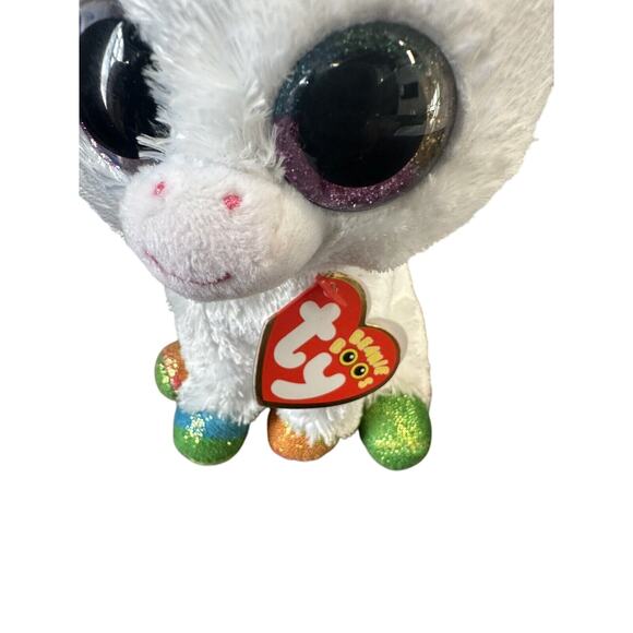 TY Beanie Boos Pixy White Rainbow Unicorn Glitter Eyes 6" Plush Stuffed Animal - Picture 9 of 9